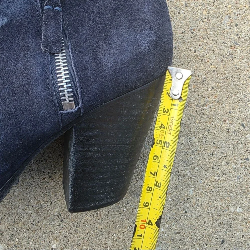 Rag & Bone Margot Suede Ankle Boots Block Heel Booties Navy Sz 39.5